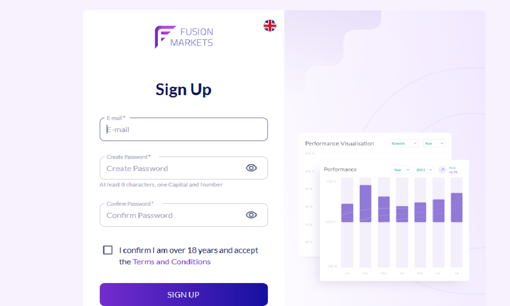 Fusion Markets Sign Up Form